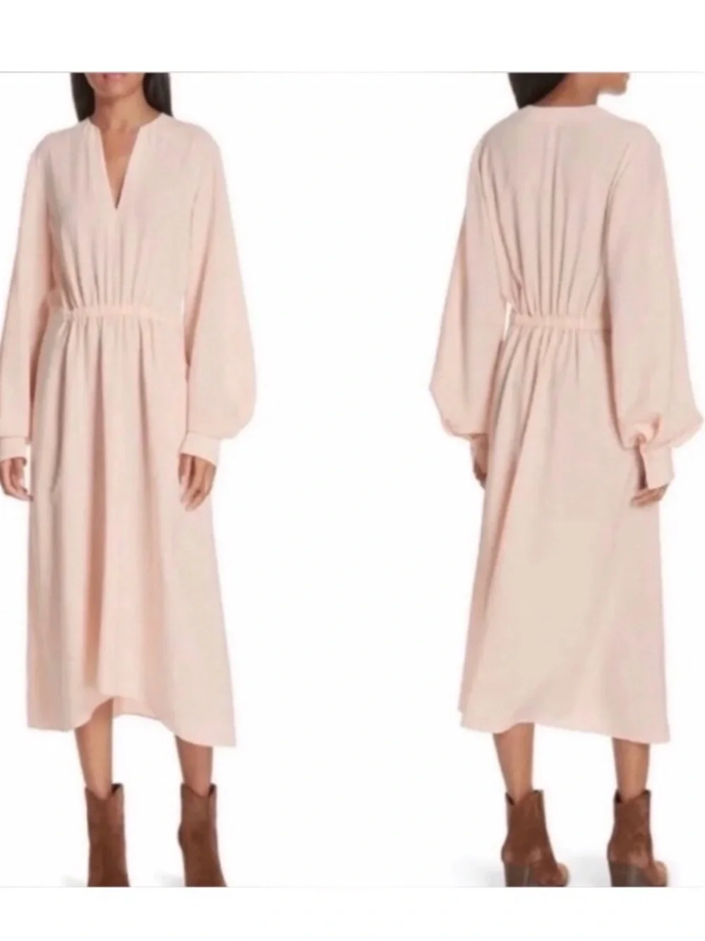 Vince Poet Midi Dress in Sandalwood White Size M